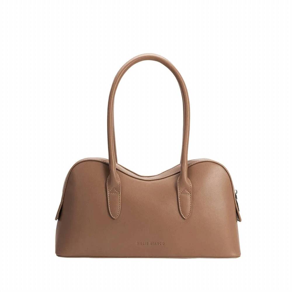 NEW MELIE BIANCO women's tilda recycled vegan leather shoulder bag in mocha